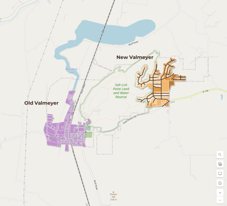 Valmeyer Town Relocation Map with parcels